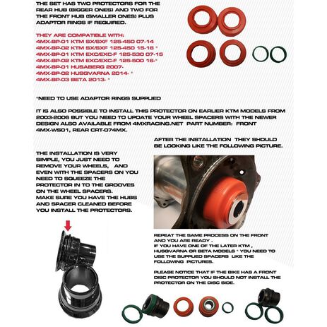 _Kit Protezione Cuscinetti Ruota 4MX KTM EXC/EXC-F 16-.. SX/SX-F 15-.. Husqvarna 14-.. Arancione | 4MX-BP-02-OR | Greenland MX_
