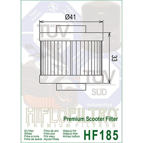 _Filtro Olio Hiflofiltro Adly 220 S Sentinal 07-.. | HF185 | Greenland MX_