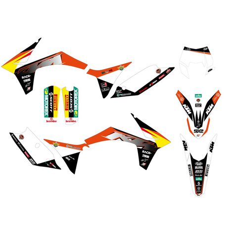 _Kit Adesivi + Copertina Sella Blackbird Réplica Team Trophy 2021 KTM EXC 12-13 SX-SXF 11-12 | 8537R20 | Greenland MX_