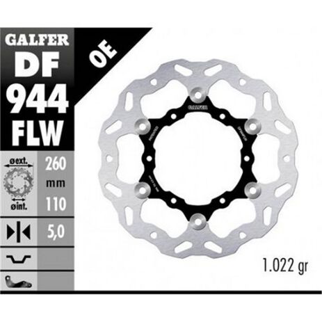 _Disco Freno Posteriore a Forma di Fiore Flottante Galfer Husqvarna Norden 901 22-.. 260x5mm | DF944FLW | Greenland MX_