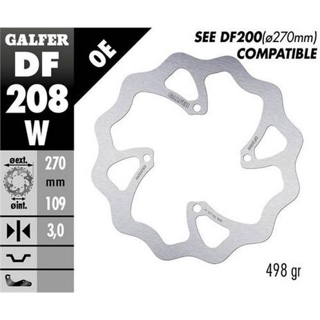 _Disco Freno Anteriore a Forma di Fiore Galfer Kawasaki KX 250/450 F 250 15-.. 270x3 mm | DF208W | Greenland MX_
