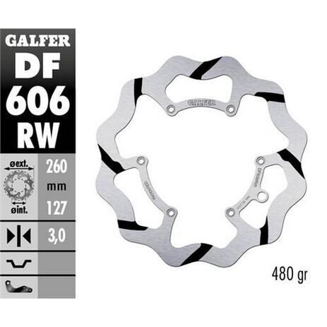 _Disco Freno Anteriore Galfer Wave KTM EXC/SX 90-.. Husqvarna 14-.. 260x3 mm | DF606RW | Greenland MX_